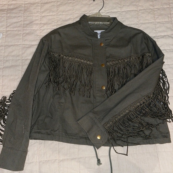 Paper Hearts Jackets & Coats Moving Sale Green Fringe Utility